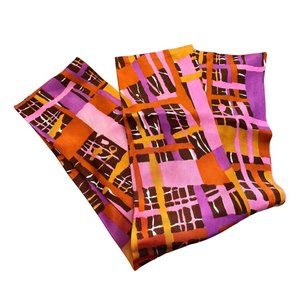 Vintage Abstract Rectangle Scarf Lightweight Neck Wrap Hairband Pink Multi